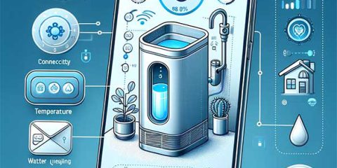 در اینجا یک نمونه نقاشی وجود دارد که رابط یک برنامه موبایل مدرن را نشان می‌دهد که امکان کنترل دستگاه تصفیه آب خانگی را از راه دور از طریق فناوری هوش مصنوعی فراهم می‌کند. (این تصویر توسط هوش مصنوعی تولید شده)